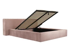 Cama espaço arrumação 180x200 cm veludo canelado cor-de-rosa - TIMANO