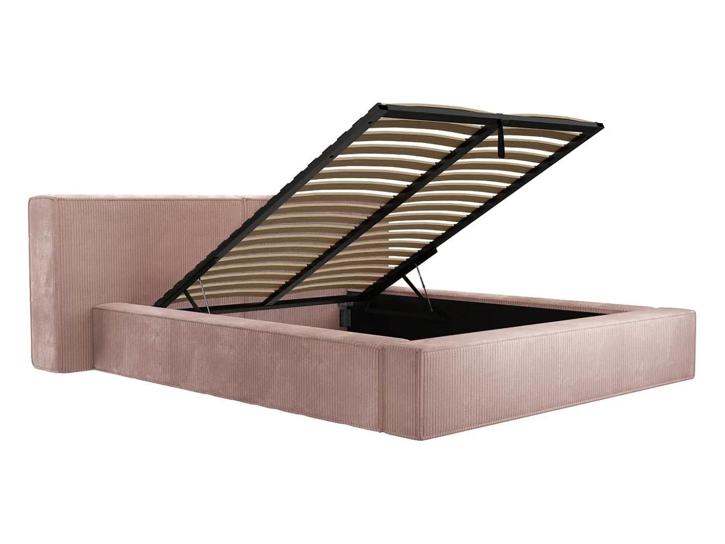Cama espaço arrumação 180x200 cm veludo canelado cor-de-rosa - TIMANO