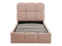 Cama espaço de arrumação 90 x 190 cm em tecido texturizado cor rosa - DILUDO