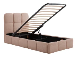 Cama espaço de arrumação 90 x 190 cm em tecido texturizado cor rosa - DILUDO