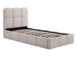 Cama espaço de arrumação 90 x 190 cm em tecido texturizado cor bege + colchão - DILUDO