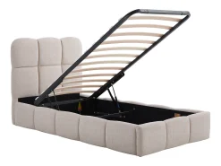 Cama espaço de arrumação 90 x 190 cm em tecido texturizado cor bege + colchão - DILUDO