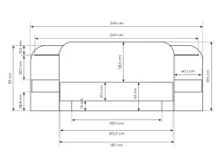 Cama espaço de arrumação e mesas cabeceira 160x200 cm e LEDs cor natural e preta JUVISIA