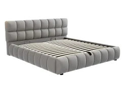 Cama estofada com armazenamento 140×200 cm - Cama de casal - Veludo - Cinza (colchão não incluído)