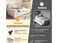Cama estofada com gavetão - 90 x 200 cm + 90 x 190 cm - sofá-cama infantil - sem colchão - veludo - rosa