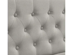 Cama estofada de linho - decorada com rebites - com base de ripas - 160x200cm - Cinza claro