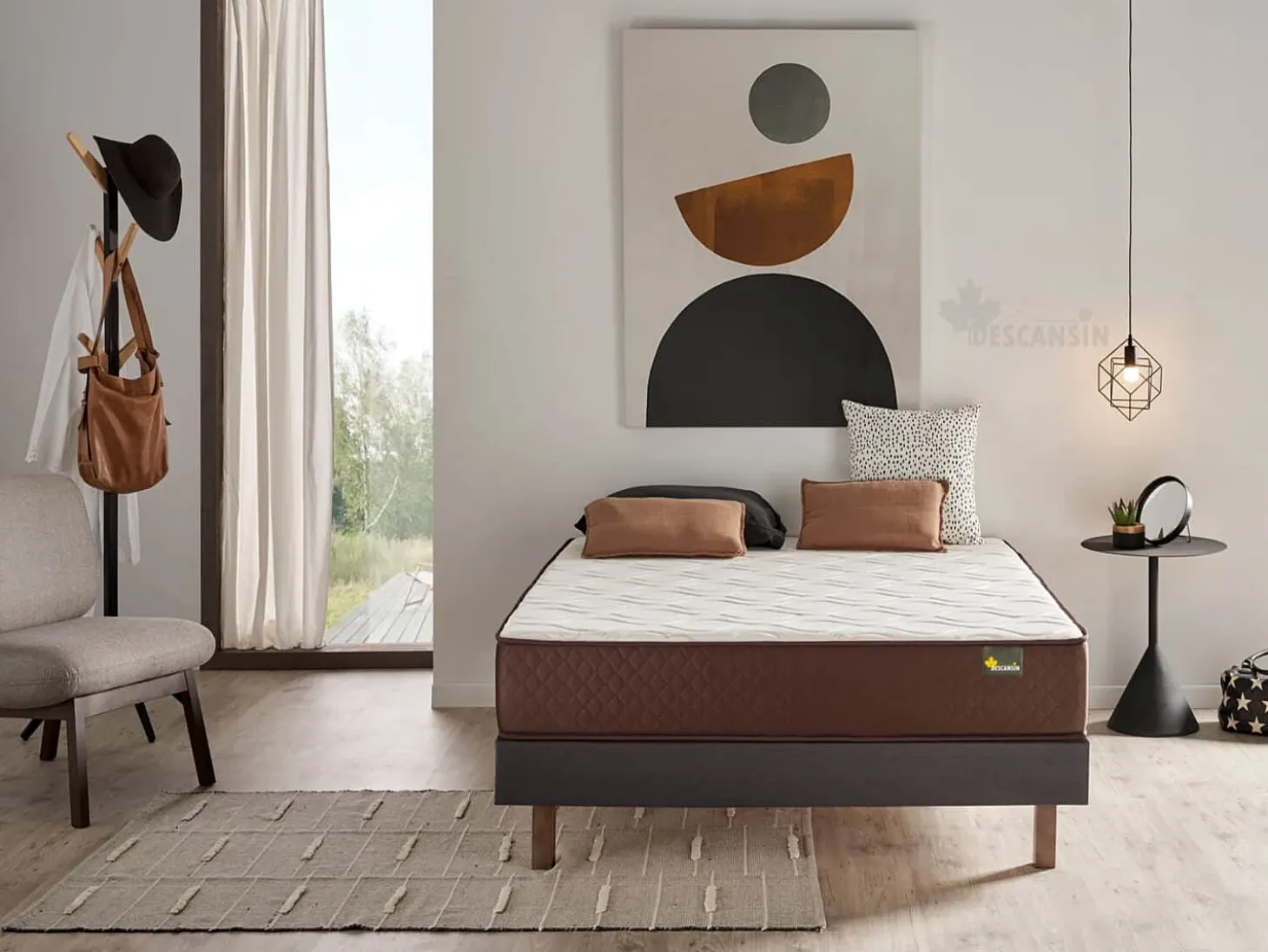 Cama estofada DESCANSIN 160x200 Cinza, Máximo Conforto