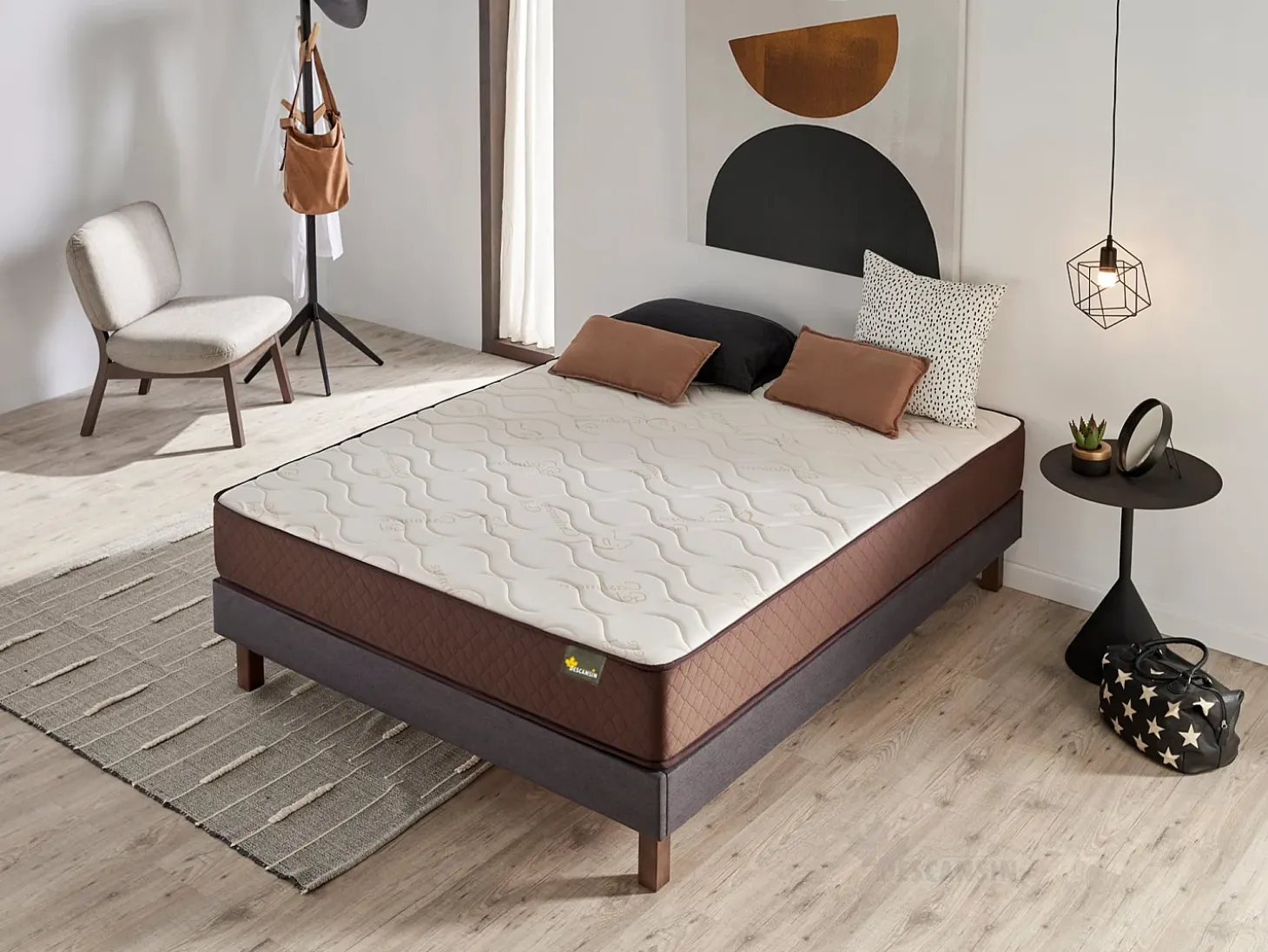 Cama estofada DESCANSIN 105x190 Cinza, Máximo Conforto