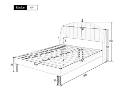 Cama estofada 140x200cm em veludo com base de ripas - Bege