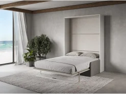 Cama francesa dobrável vertical Versia Sofà 140 com sofá branco e prateleira
