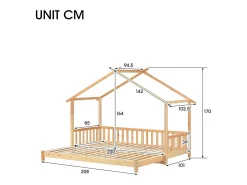 Cama Gaveta - cama cabine para criança 90(180)x200cm em madeira maciça - Natural
