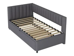 Cama Gaveta 90/180x200cm em veludo - Cinzento (colchão não incluído)