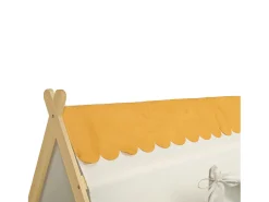 Cama individual 90 x 200 cm - Cama infantil com grade de proteção e tenda - design cabana de madeira - colchão não incluído