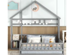 Cama infantil 140×200 cm em pinho maciço com espaço de arrumação e estrado de ripas – Branca