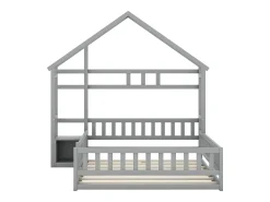 Cama infantil 140×200 cm em pinho maciço com espaço de arrumação e estrado de ripas – Branca