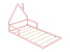 Cama infantil 90 x 200 cm, cama de bebê, formato de casa, pinho maciço, estilo simples, rosa