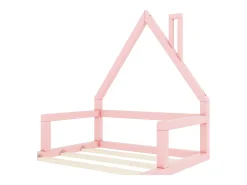 Cama infantil 90 x 200 cm, cama de bebê, formato de casa, pinho maciço, estilo simples, rosa