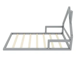 Cama infantil 90 x 200 cm, cama de bebê, formato de casa, pinho maciço, estilo simples, cinza