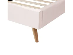 Cama infantil acolchoada 90x200cm - Travesseiros ajustáveis - Pés de madeira maciça - Veludo - Rosa​ (Colchão não incluído)