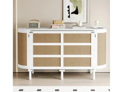 Cama infantil dobrável - 140 x 200 cm - com compartimentos de arrumação - design em rattan e madeira - branca