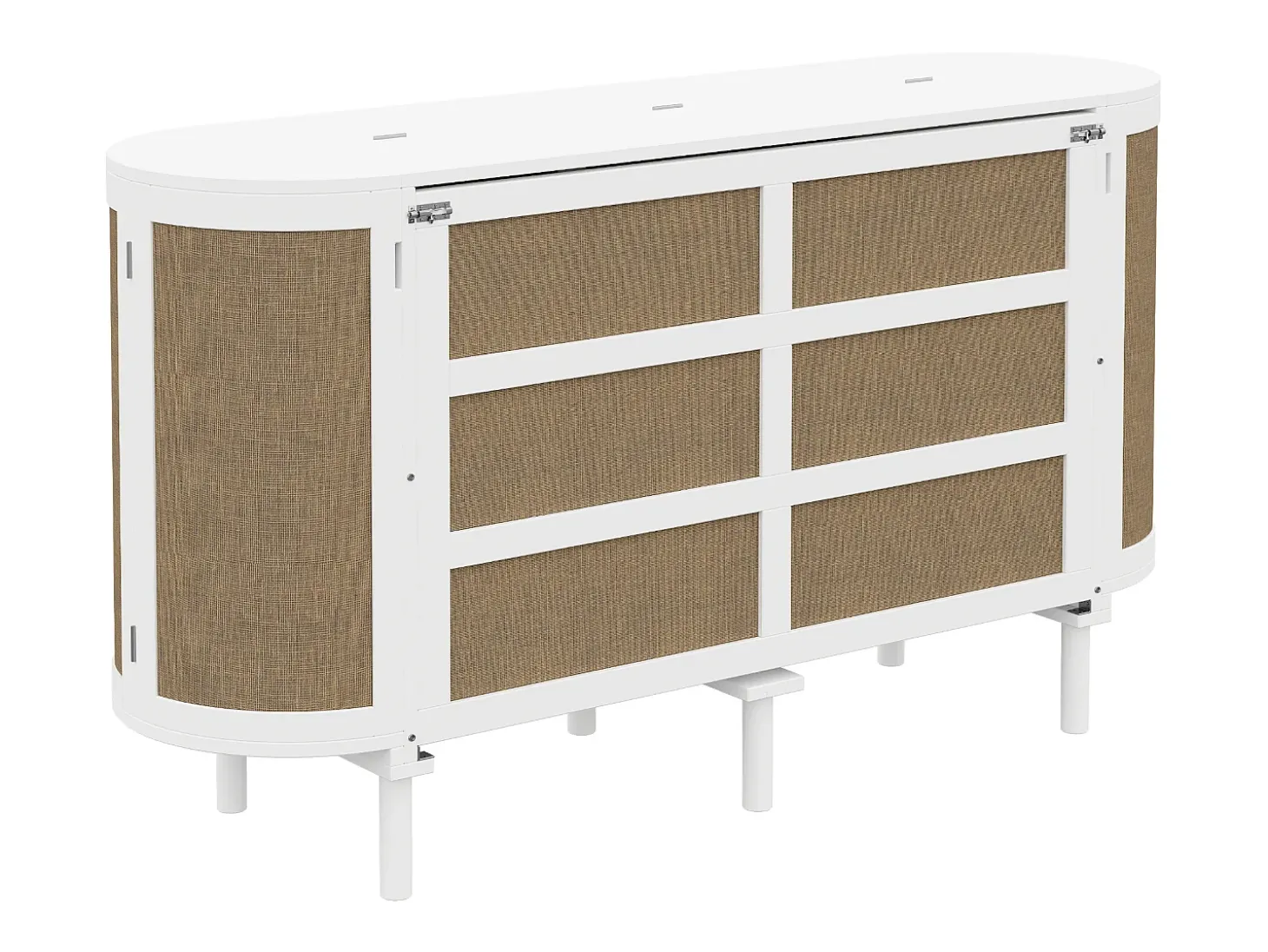 Cama infantil dobrável - 140 x 200 cm - com compartimentos de arrumação - design em rattan e madeira - branca