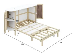 Cama infantil dobrável - 140 x 200 cm - com compartimentos de arrumação - design em rattan e madeira - cor natural