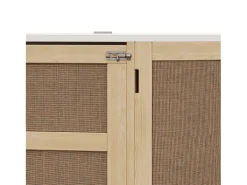 Cama infantil dobrável - 140 x 200 cm - com compartimentos de arrumação - design em rattan e madeira - cor natural