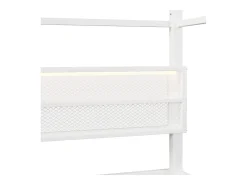 Cama infantil em formato de casinha - 90 x 200 cm - com grade de proteção + luzes LED + espaço para armazenamento - metal - branca