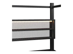 Cama infantil em formato de casinha - 90 x 200 cm - com grade de proteção + luzes LED + espaço para armazenamento - metal - preta