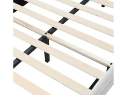Cama infantil estofada em veludo com LED em várias cores - cabeceira em forma de nuvem - base em ripas de madeira - 90x200cm - Bege