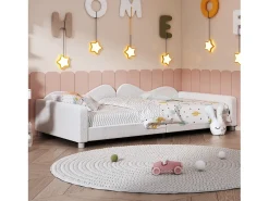 Cama infantil multifuncional 90x200 cm - Conversível em sofá - Tecido teddy branco (sem colchão)