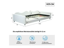 Cama infantil multifuncional 90x200 cm - Conversível em sofá - Tecido teddy branco (sem colchão)