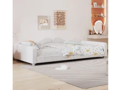 Cama infantil multifuncional 90x200 cm - Conversível em sofá - Tecido teddy branco (sem colchão)