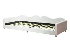 Cama infantil multifuncional 90x200 cm - Conversível em sofá - Tecido teddy branco (sem colchão)