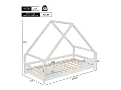 Cama infantil tipo cabana - 90 x 200 cm - com proteção contra quedas - madeira maciça - branca