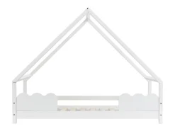 Cama infantil tipo cabana - 90 x 200 cm - com proteção contra quedas - madeira maciça - branca
