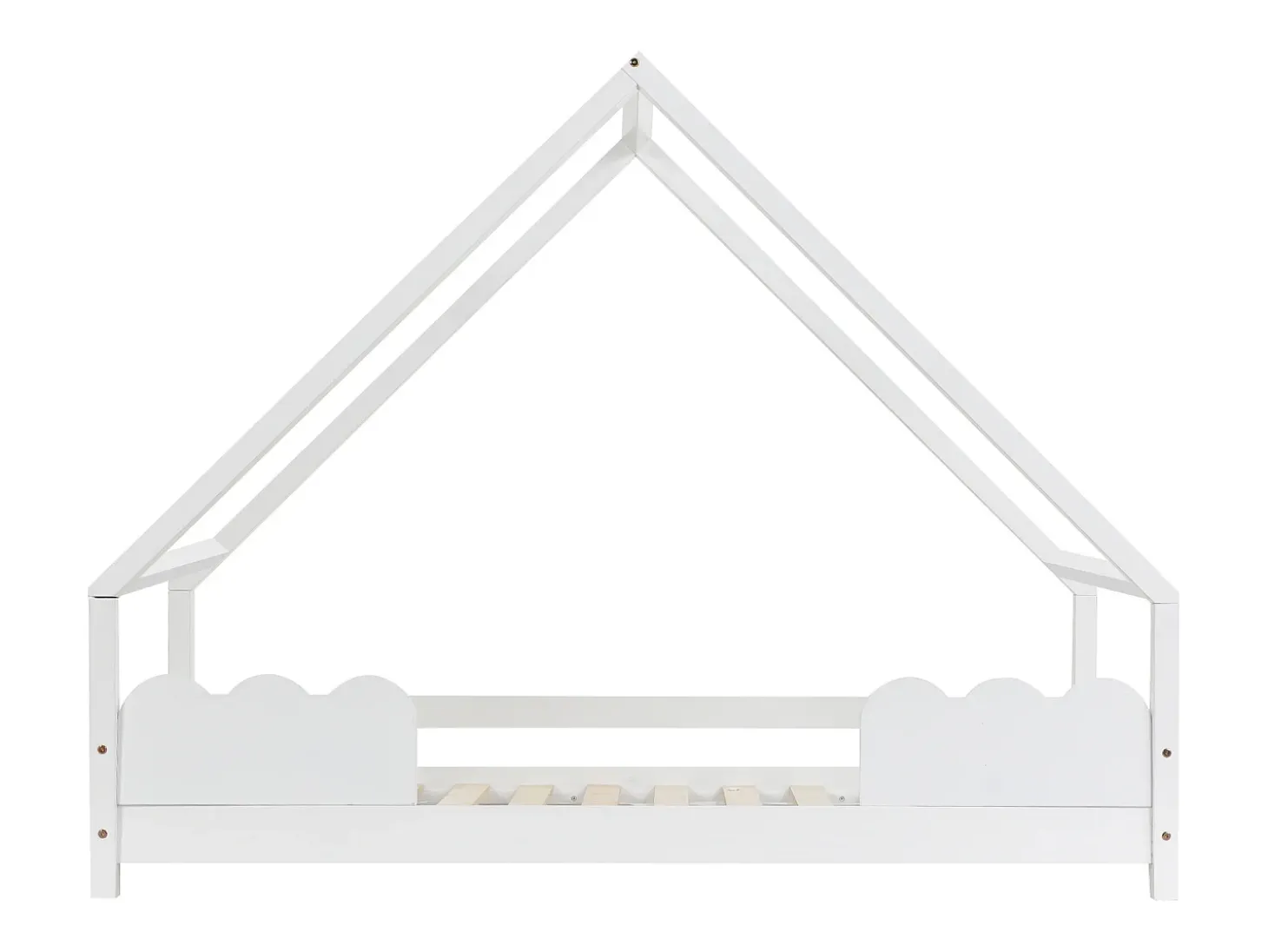 Cama infantil tipo cabana - 90 x 200 cm - com proteção contra quedas - madeira maciça - branca