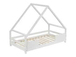 Cama infantil tipo cabana - 90 x 200 cm - com proteção contra quedas - madeira maciça - branca