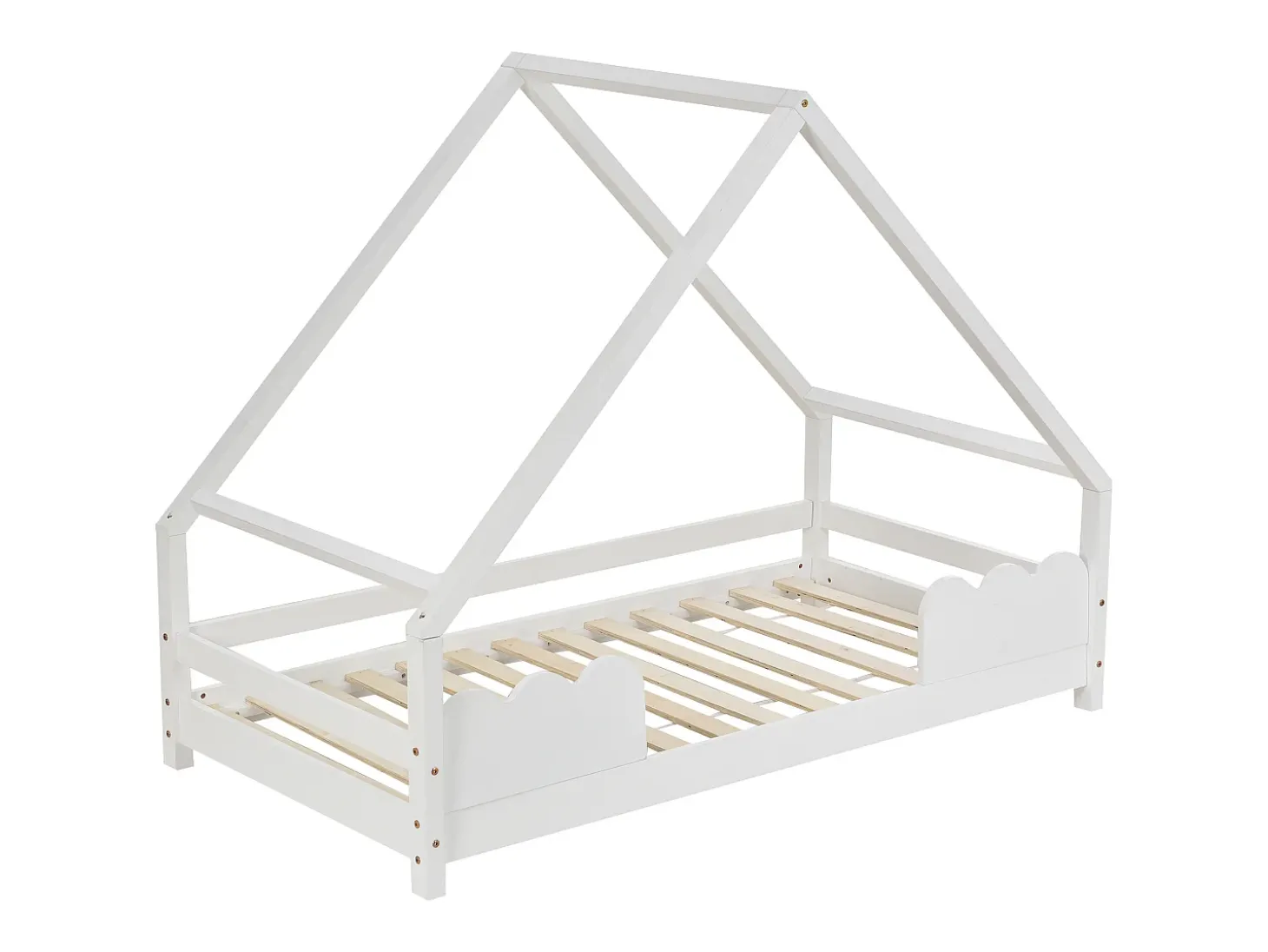 Cama infantil tipo cabana - 90 x 200 cm - com proteção contra quedas - madeira maciça - branca
