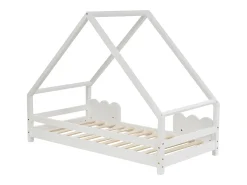 Cama infantil tipo cabana - 90 x 200 cm - com proteção contra quedas - madeira maciça - branca