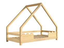 Cama infantil tipo cabana - 90 x 200 cm - com proteção contra quedas - madeira maciça - natural