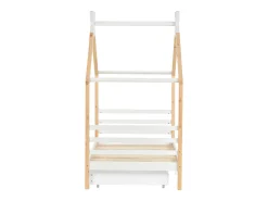 Cama infantil tipo cabana 90x200cm com 2 gavetas - Cor natural clara e branca