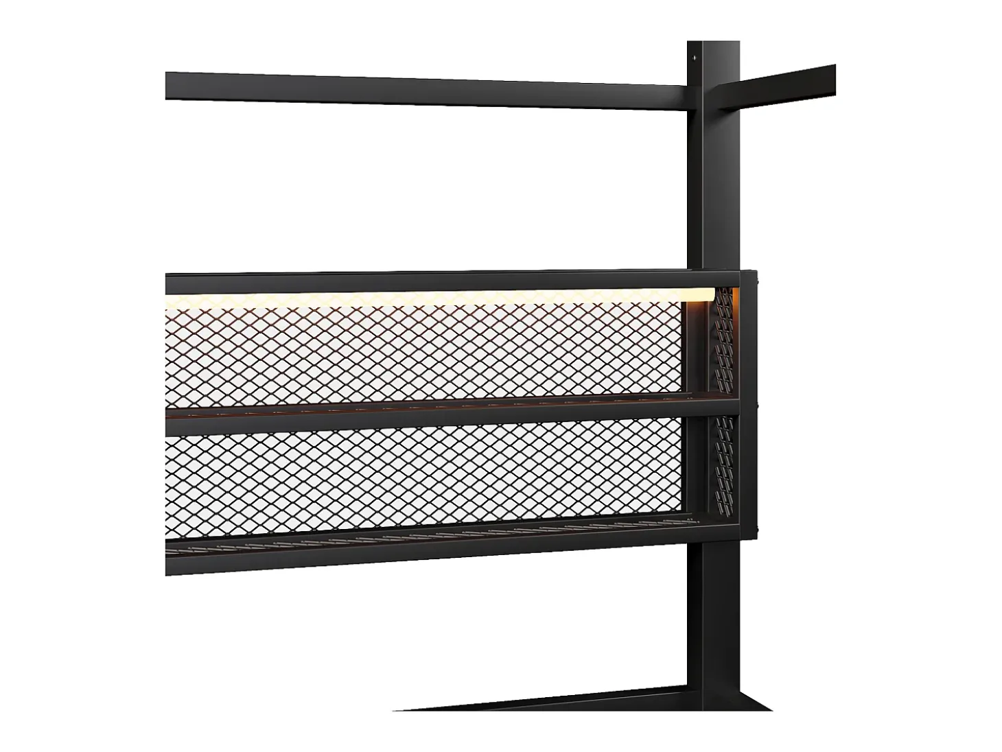 Cama infantil tipo cabana 90x200 cm com prateleiras de arrumação e iluminação LED - Sem estrado de ripas - Preta