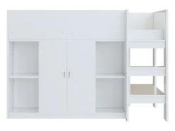 Cama infantil 90x200 cm - com armário + prateleiras - com escada - branco (sem colchão)