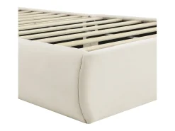 Cama infantil 90x200 cm acolchoada em veludo - orelha de coelho com LED regulável - com 2 bancos de arrumação - Bege