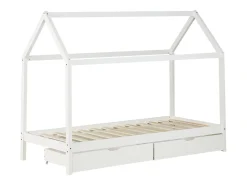 Cama Infantil 90x200 cm branca Estrutura de Cama Casa para Crianças com Gavetas
