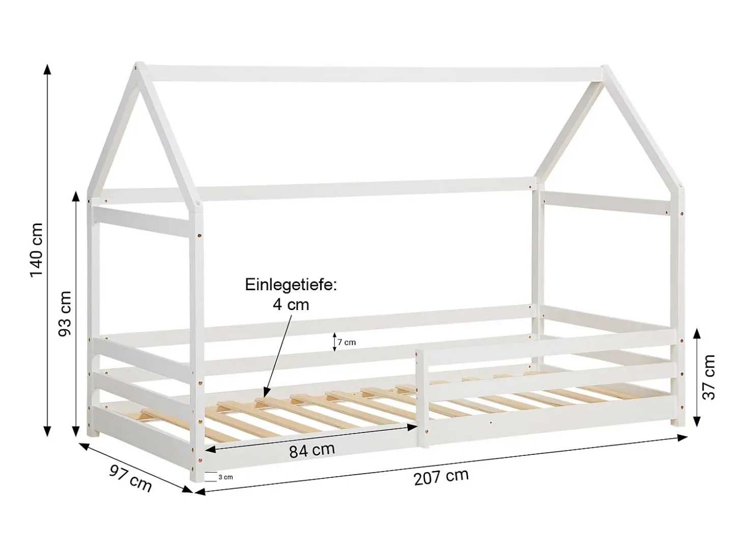 Cama infantil 90x200 cm branca