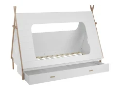 Cama infantil 90x200 cm branca cama em forma de cabana tipi em madeira