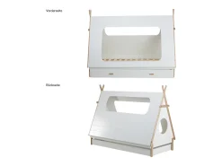 Cama infantil 90x200 cm branca cama em forma de cabana tipi em madeira
