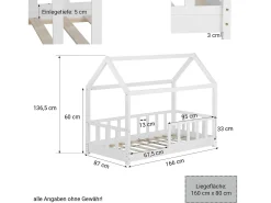 Cama infantil 80x160 cm branca Montessori